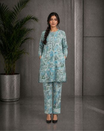 Blue Khaddar Co-ord