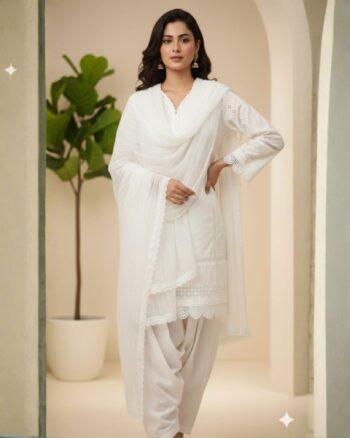 Chikankari Snow White 3 Piece
