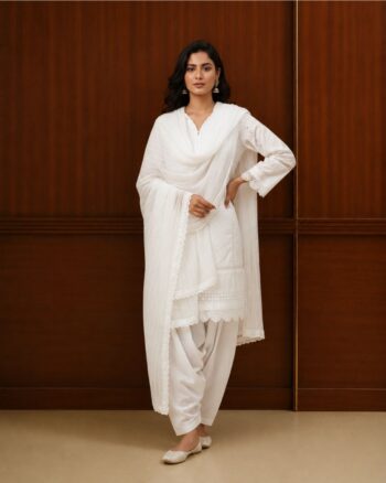 Chikankari Snow White 3 Piece