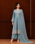 Light Blue Rawsilk 3 Piece Suit 1