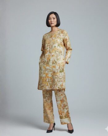 Orange Printed Khaddar