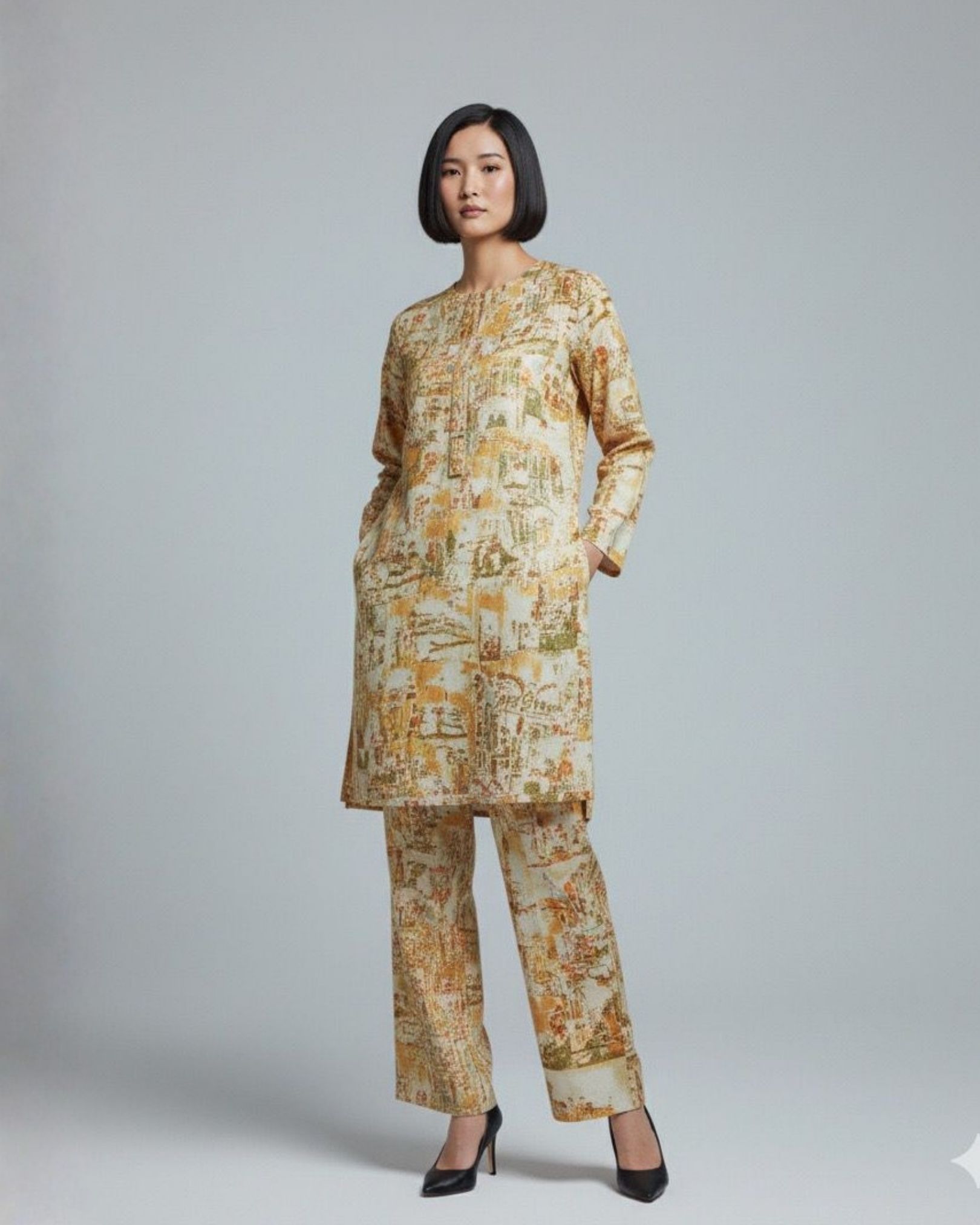 Orange Printed Khaddar Set 1