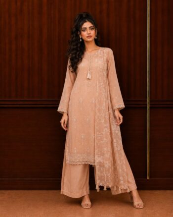 Peach Chiffon 3 Piece Suit