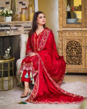 Red Kharandi 3 Piece Suit