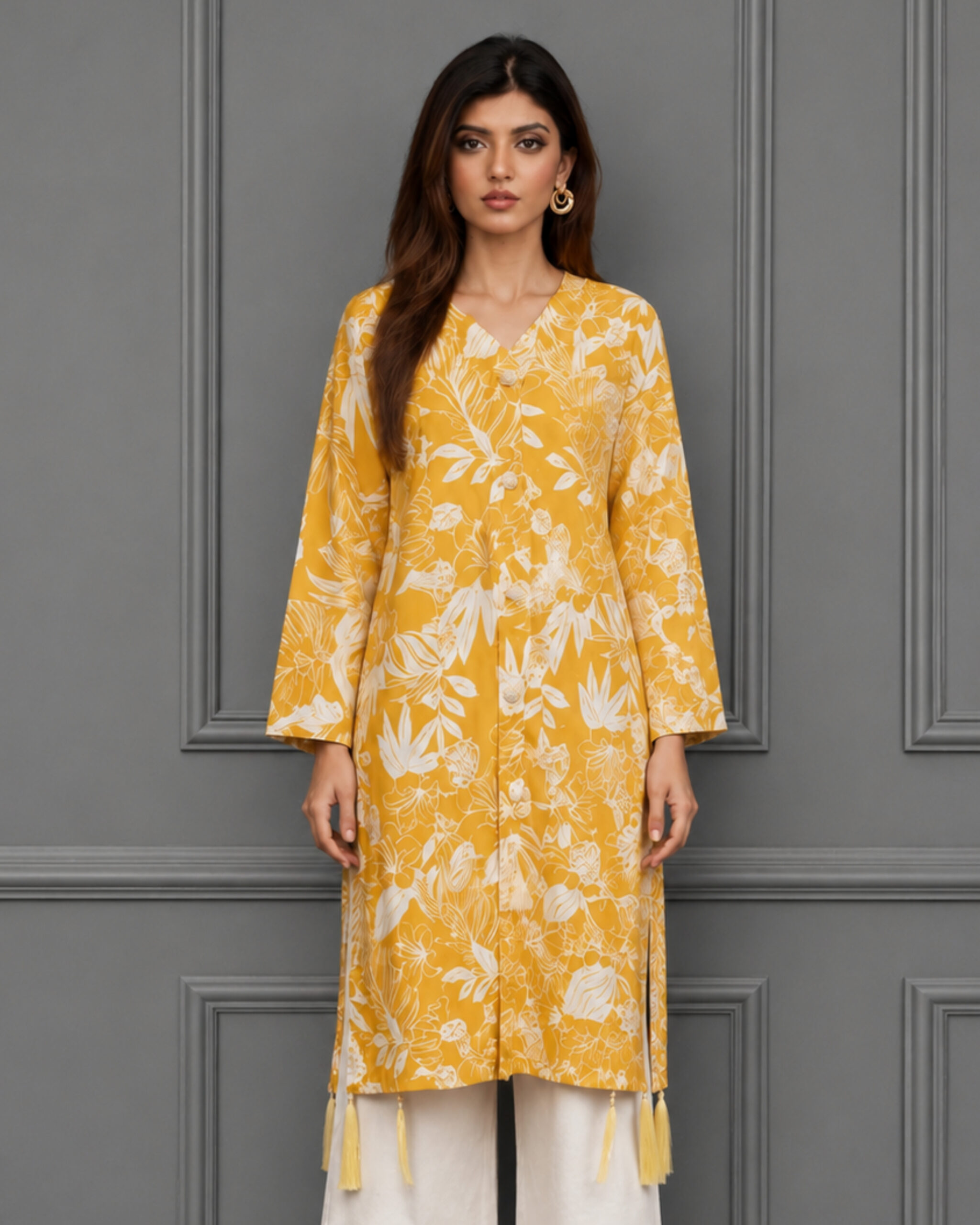 Yellow Silk Long Shirt 2