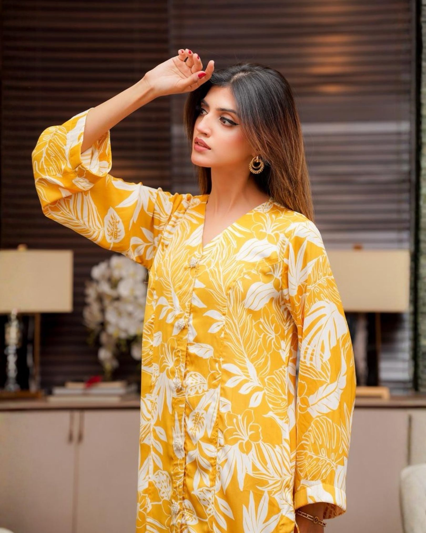 Yellow Silk Long Shirt 2