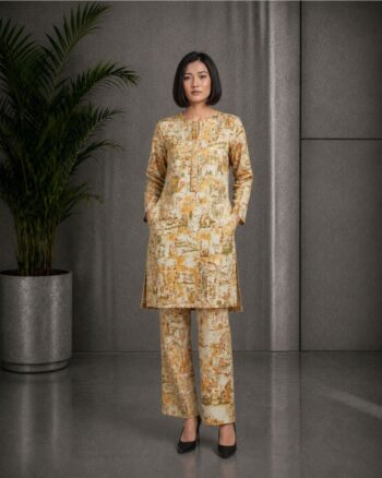Orange Printed Khaddar