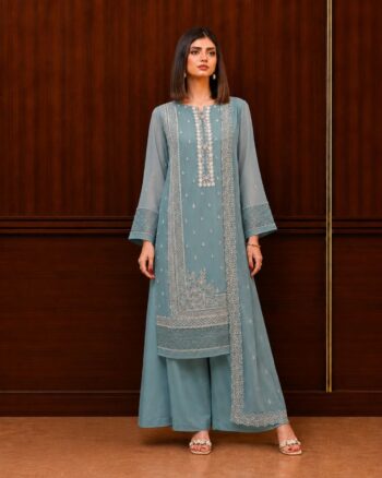 Ice Blue Chiffon 3 Piece