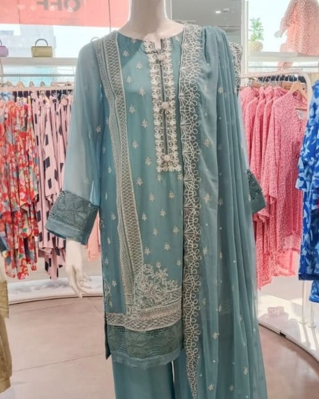 Ice Blue Chiffon 3 Piece 3