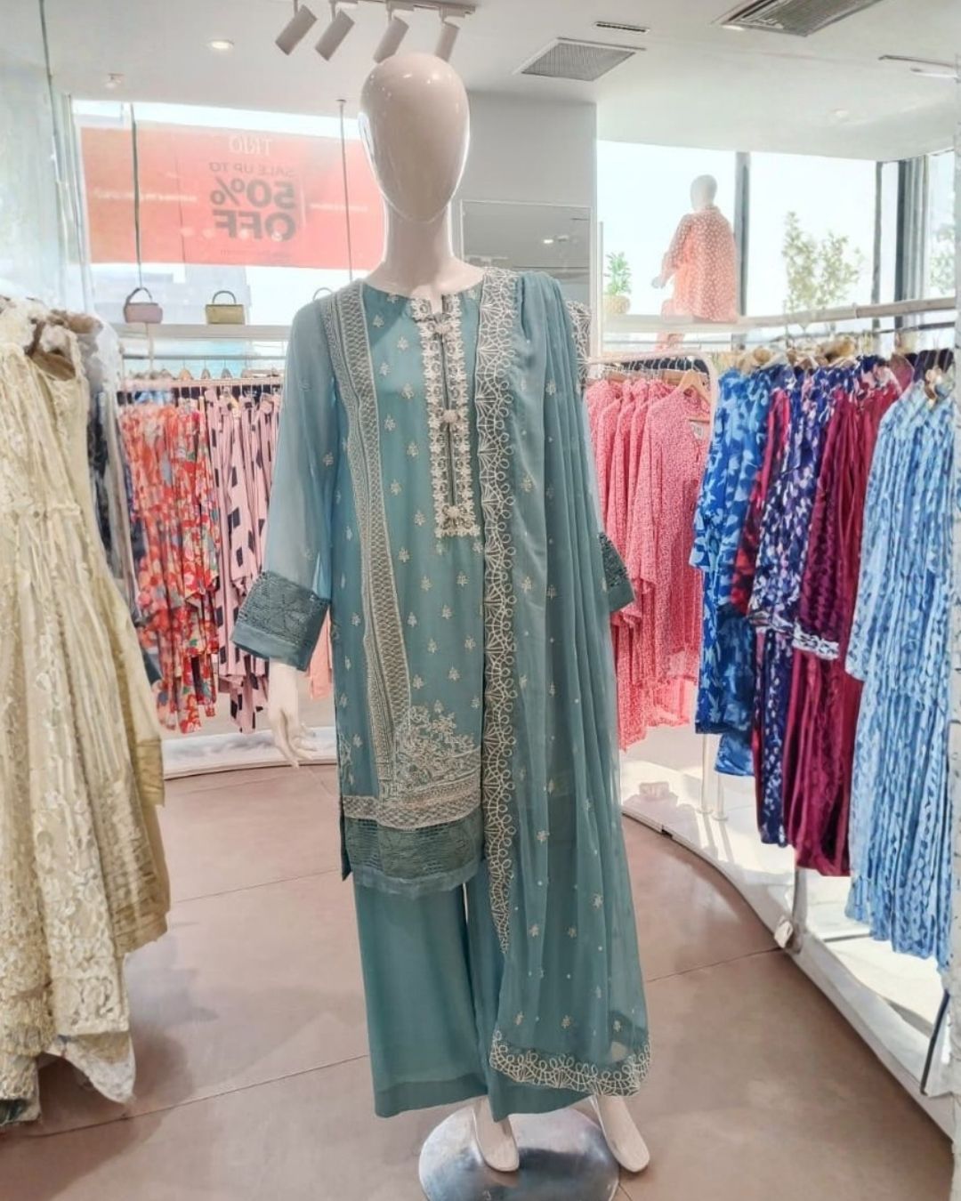 Ice Blue Chiifon 3 Piece 2