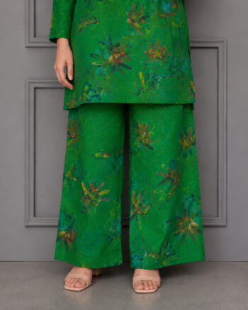 Green Printed Khaddar Pants