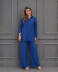 Navy Blue Stripped Silk Shirt