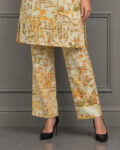 Orange Printed Khaddar Pants