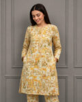 Orange Printed Khaddar Shirt