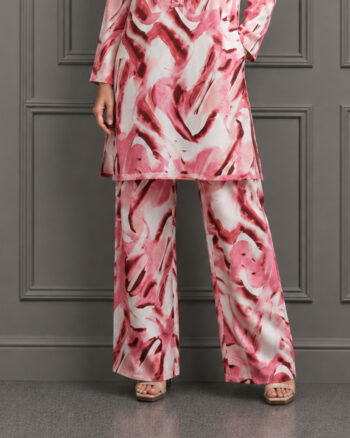 Pink Printed Khaddar Pants