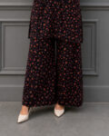 Rose Printed Black Pants