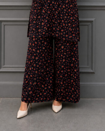 Rose Printed Black Pants