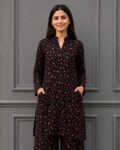Rose Printed Black Shirt